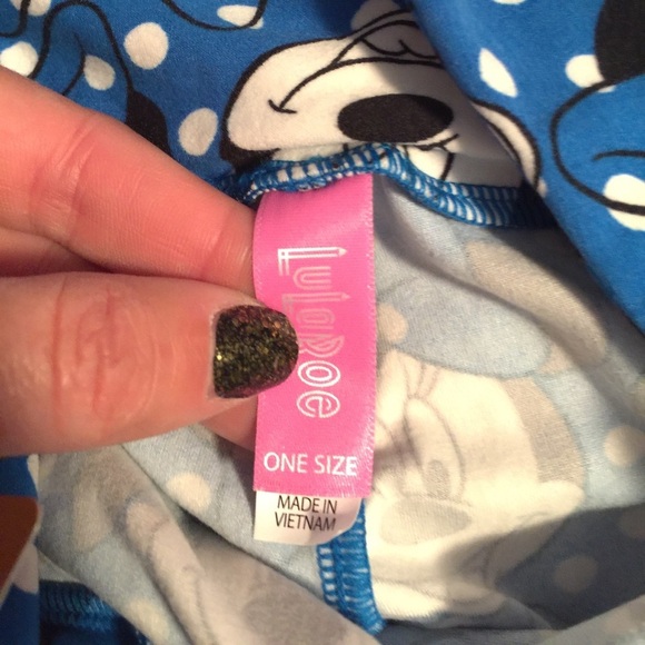 New Lularoe Disney Minnie Mouse OS one size Leggings blue white pants pull on - Picture 4 of 4